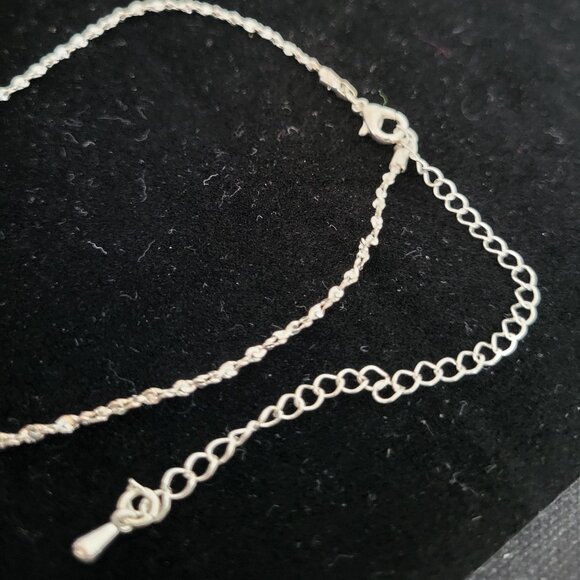 Vintage Bridal Rhinestone Parure Necklace Earring Dainty Silver Tone Twist Chain - Picture 10 of 11